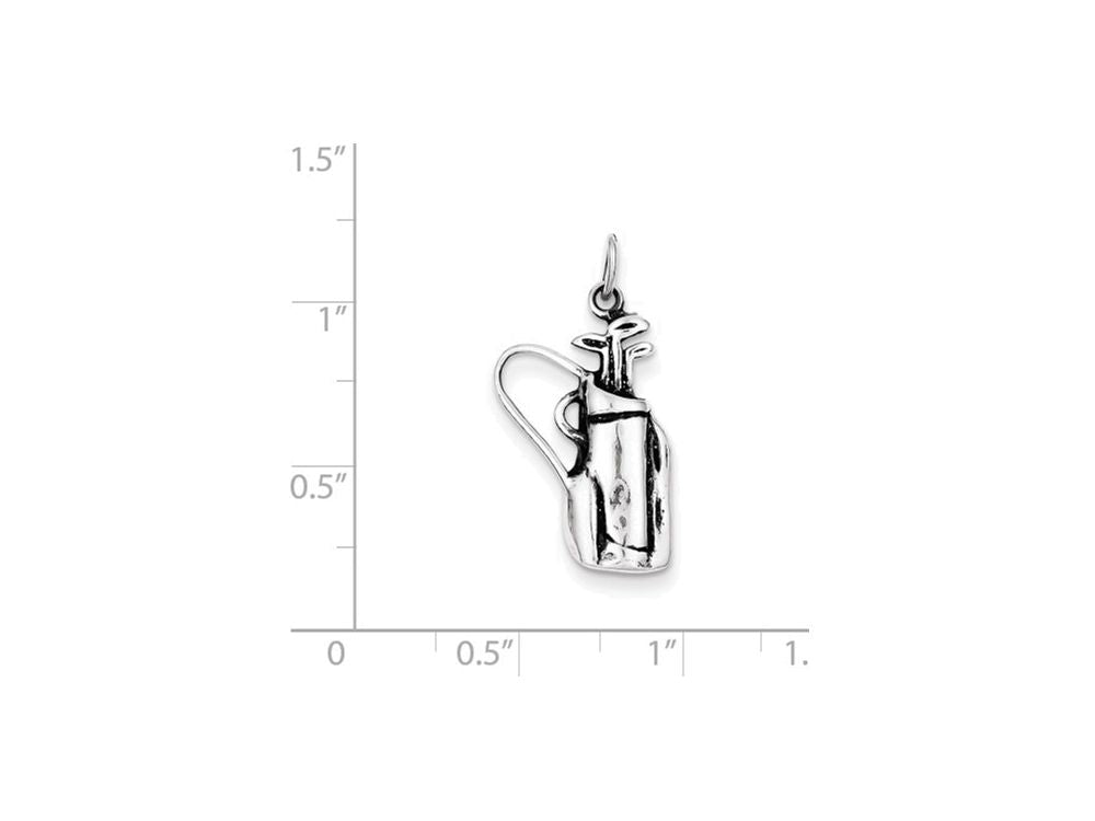 FJC Finejewelers Sterling Silver Antiqued Golf Clubs W/bag Charm