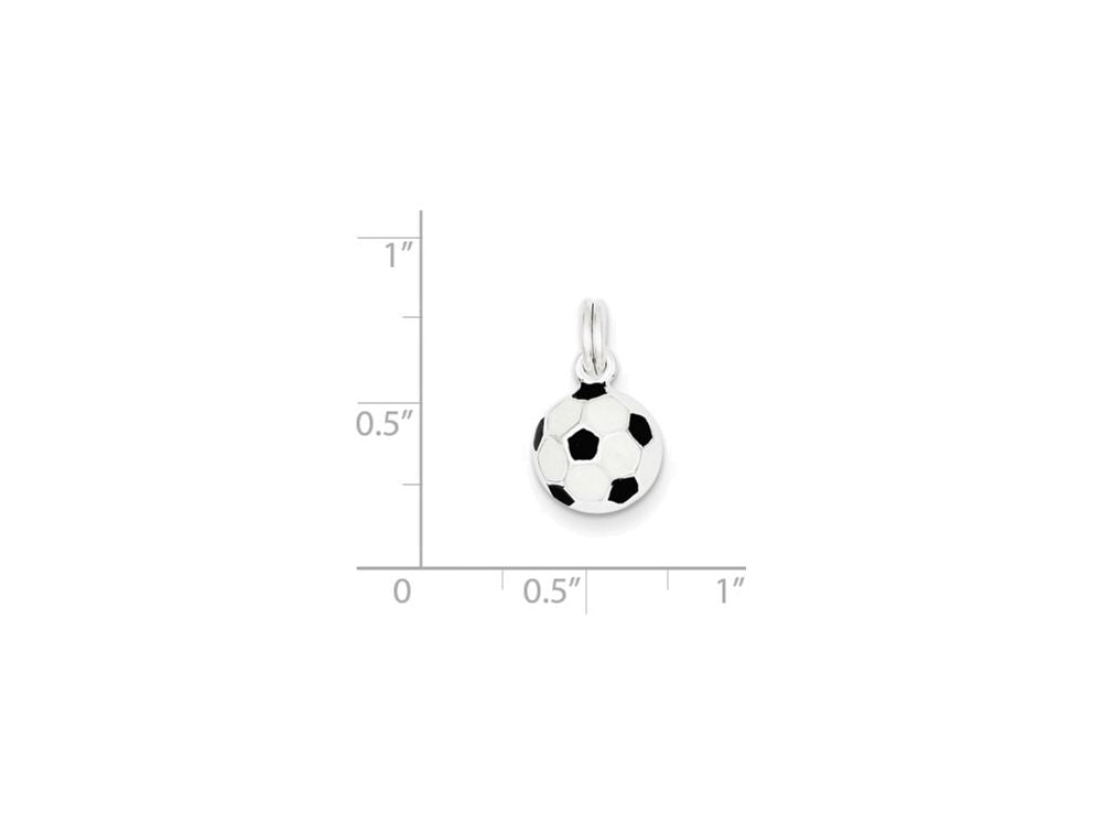 FJC Finejewelers Sterling Silver Black and White Enameled Soccer Ball Charm