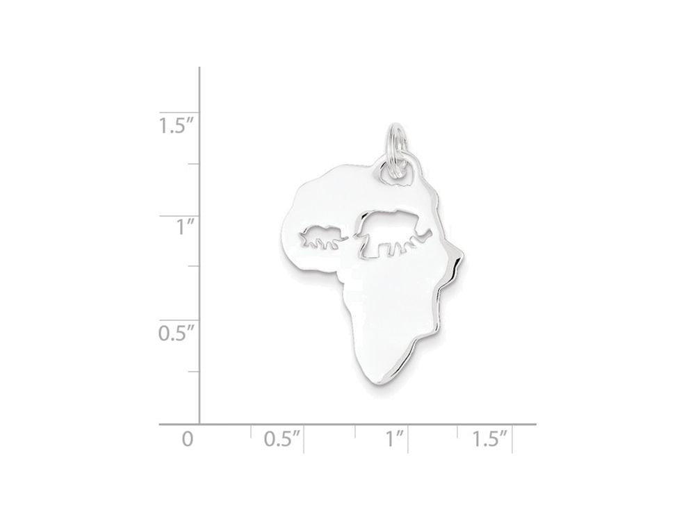 FJC Finejewelers Sterling Silver Africa Continent With Elephant Cutout Pendant Necklace - Chain Included
