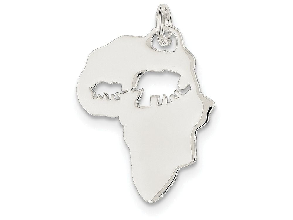 FJC Finejewelers Sterling Silver Africa Continent With Elephant Cutout Pendant Necklace - Chain Included