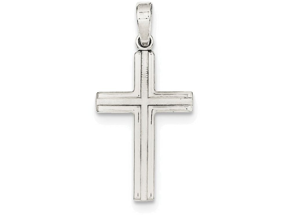 FJC Finejewelers Sterling Silver Polished And Matte Finish Cross Pendant Necklace - Chain Included