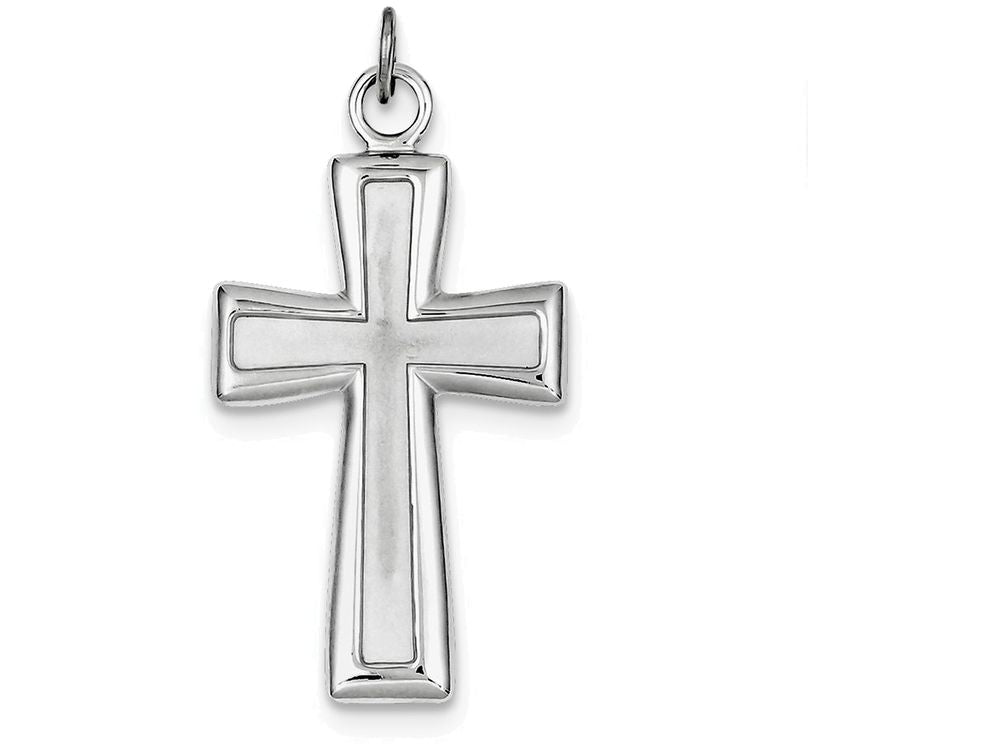FJC Finejewelers Sterling Silver Polished And Satin Cross Pendant Necklace - Chain Included