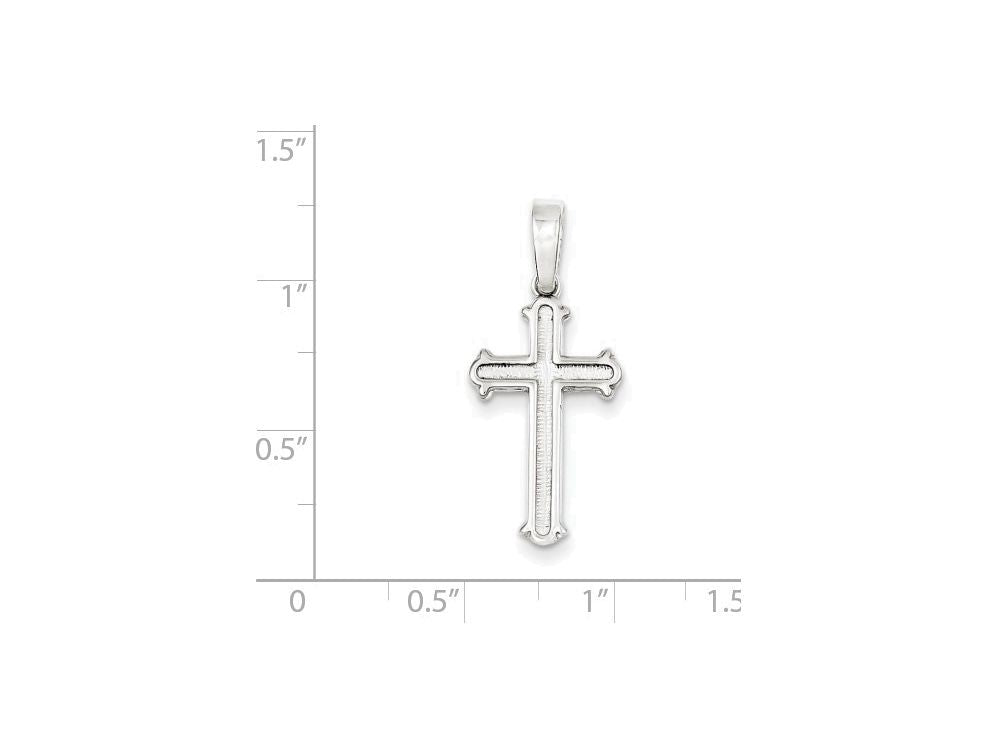 FJC Finejewelers Sterling Silver Polished And Matte Finish Cross Pendant Necklace - Chain Included