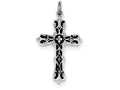 FJC Finejewelers Sterling Silver With Black Epoxy Cross Pendant Necklace - Chain Included