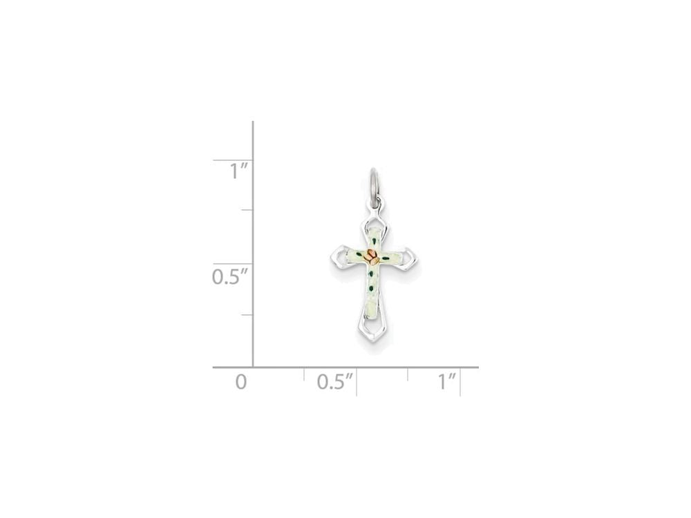 FJC Finejewelers Sterling Silver With Enamel Closine Cross Pendant Necklace - Chain Included