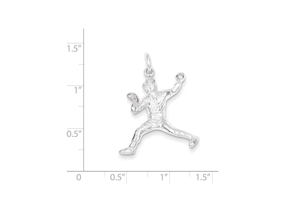 FJC Finejewelers Sterling Silver Baseball Pitcher Charm