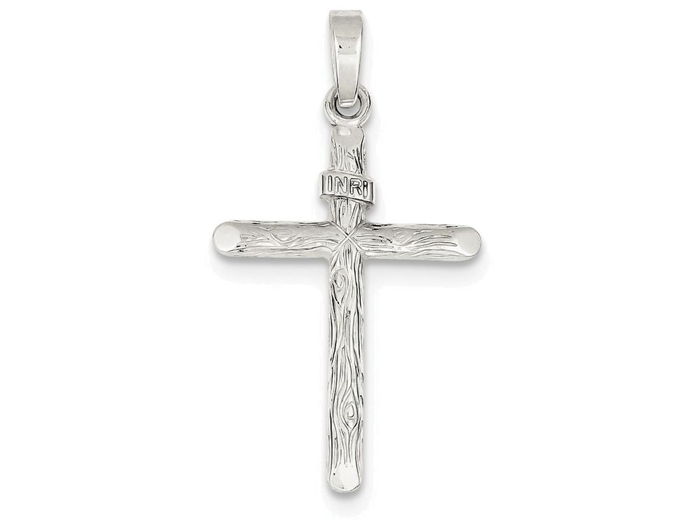 FJC Finejewelers Sterling Silver Polished And Textured Inri Cross Pendant Necklace - Chain Included