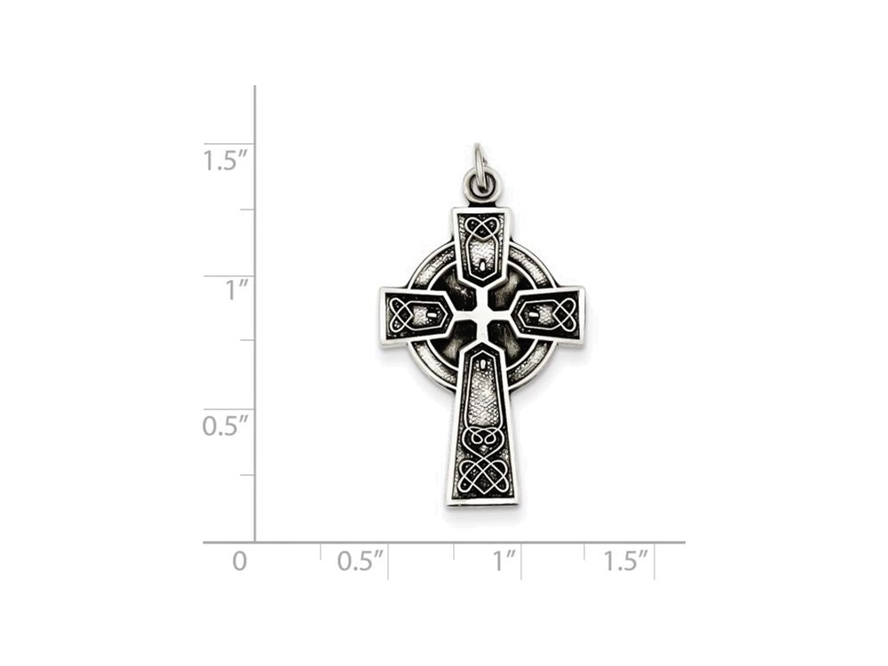 FJC Finejewelers Sterling Silver Antiqued Satin Irish Cross Pendant Necklace - Chain Included