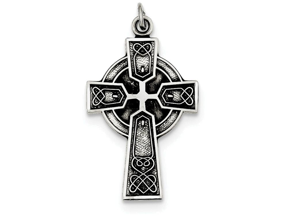 FJC Finejewelers Sterling Silver Antiqued Satin Irish Cross Pendant Necklace - Chain Included
