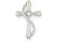 FJC Finejewelers Sterling Silver Polished Cubic Zirconia Cross Pendant Necklace - Chain Included
