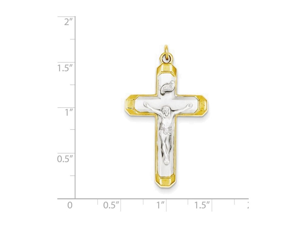 FJC Finejewelers Sterling Silver Satin and Polished Corpus Cross Pendant Necklace - Chain Included