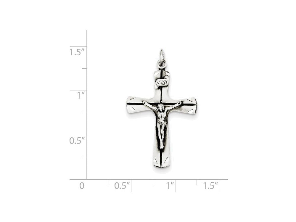 FJC Finejewelers Sterling Silver Satin Antiqued Crucifix Pendant Necklace - Chain Included