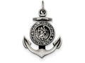 FJC Finejewelers Sterling Silver Antiqued Satin St Christopher Anchor Medal Pendant Necklace - Chain Included