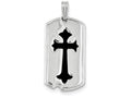 FJC Finejewelers Sterling Silver Polished With Black Epoxy Cross Dog Tag Pendant Necklace - Chain Included