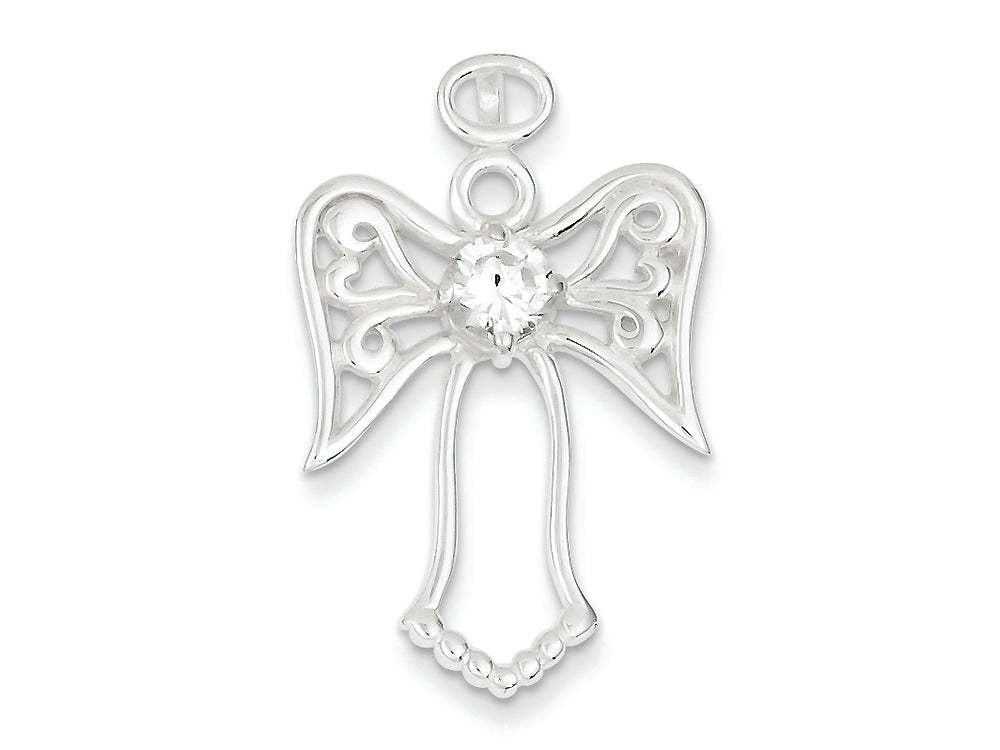 FJC Finejewelers Sterling Silver Cubic Zirconia Angel Pendant Necklace - Chain Included
