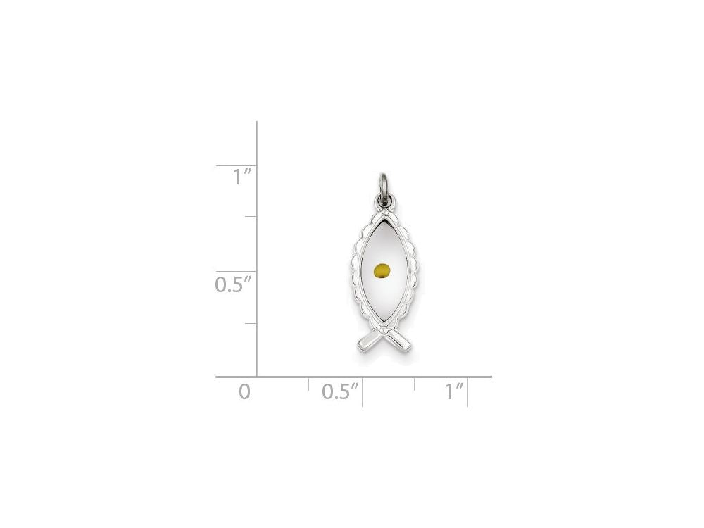 FJC Finejewelers Sterling Silver Polished and Epoxy Ichthus With Mustard Seed Pendant Necklace - Chain Included