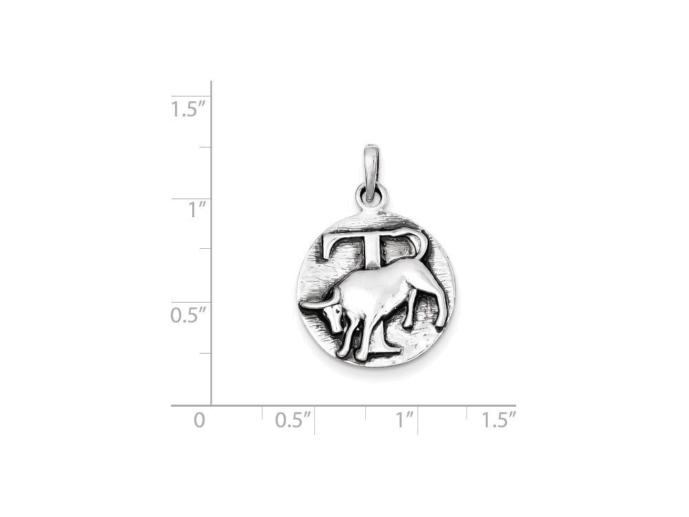 FJC Finejewelers Sterling Silver Polished Antique Finish Taurus Horoscope Pendant Necklace - Chain Included