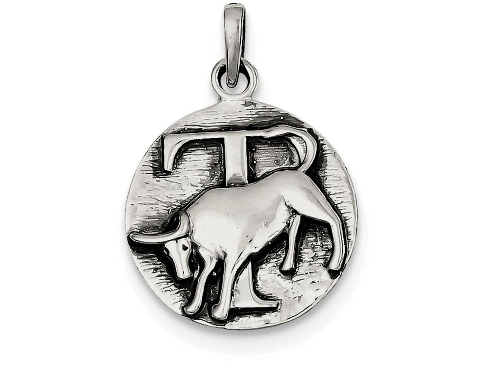 FJC Finejewelers Sterling Silver Polished Antique Finish Taurus Horoscope Pendant Necklace - Chain Included