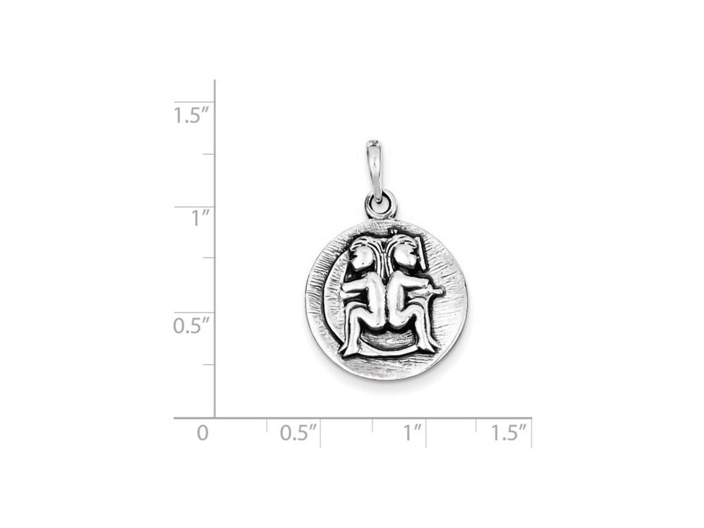 FJC Finejewelers Sterling Silver Polished Antique Finish Gemini Horoscope Pendant Necklace - Chain Included