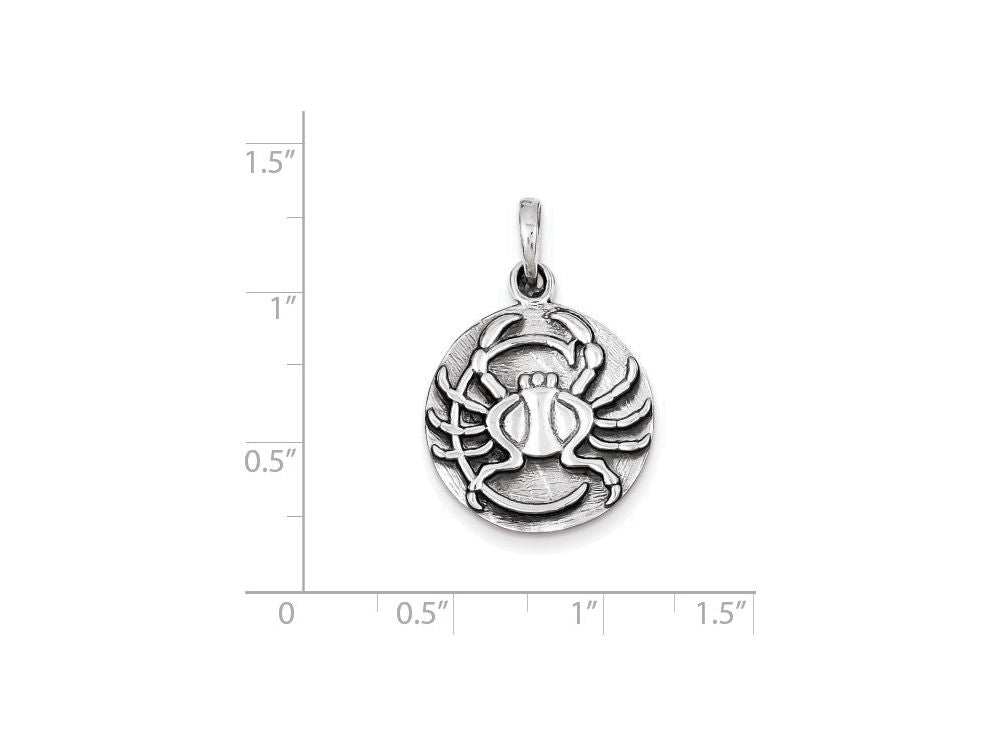 FJC Finejewelers Sterling Silver Polished Antique Finish Cancer Horoscope Pendant Necklace - Chain Included
