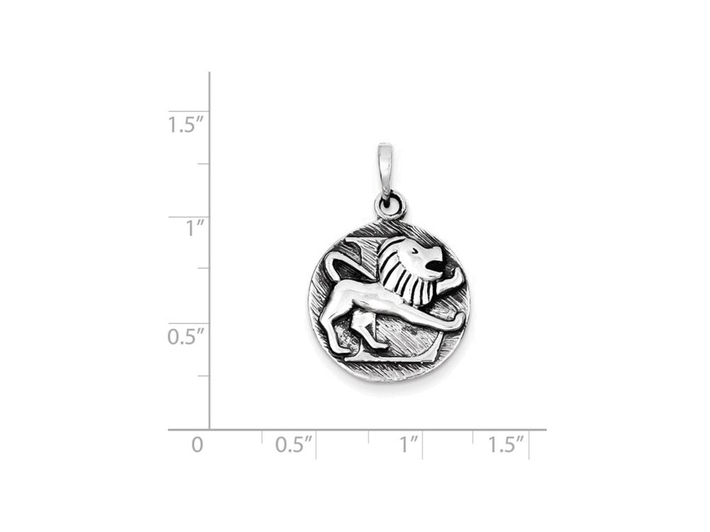 FJC Finejewelers Sterling Silver Polished Antique Finish Leo Horoscope Pendant Necklace - Chain Included