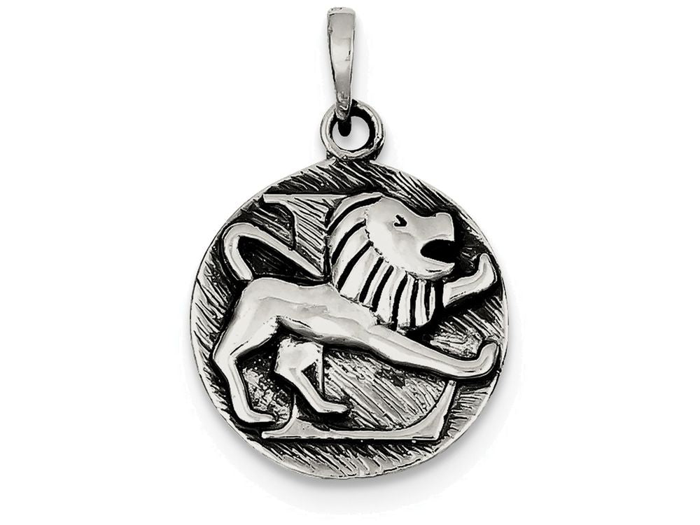 FJC Finejewelers Sterling Silver Polished Antique Finish Leo Horoscope Pendant Necklace - Chain Included