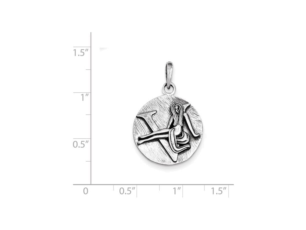 FJC Finejewelers Sterling Silver Polished Antique Finish Virgo Horoscope Pendant Necklace - Chain Included