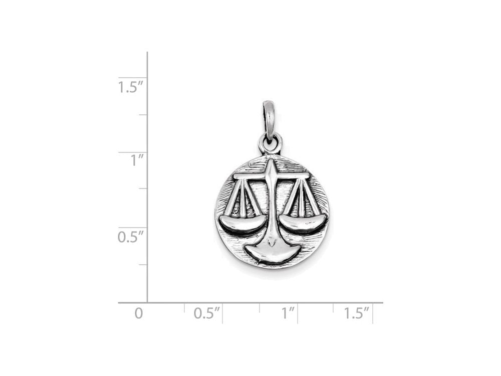 FJC Finejewelers Sterling Silver Polished Antique Finish Libra Horoscope Pendant Necklace - Chain Included