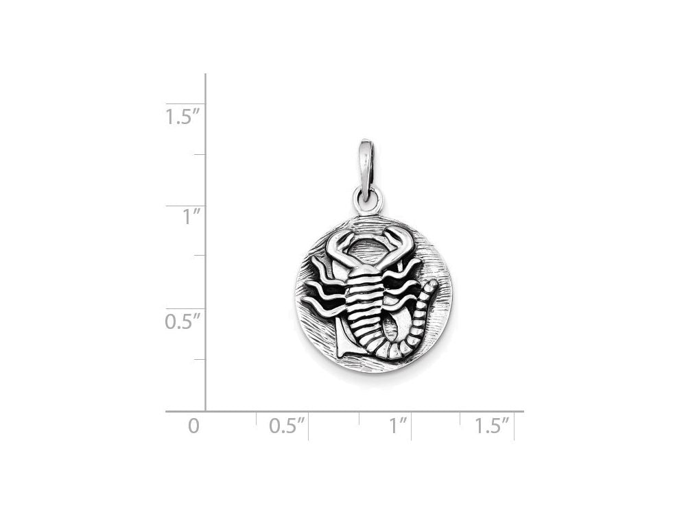 FJC Finejewelers Sterling Silver Polished Antique Finish Scorpio Horoscope Pendant Necklace - Chain Included