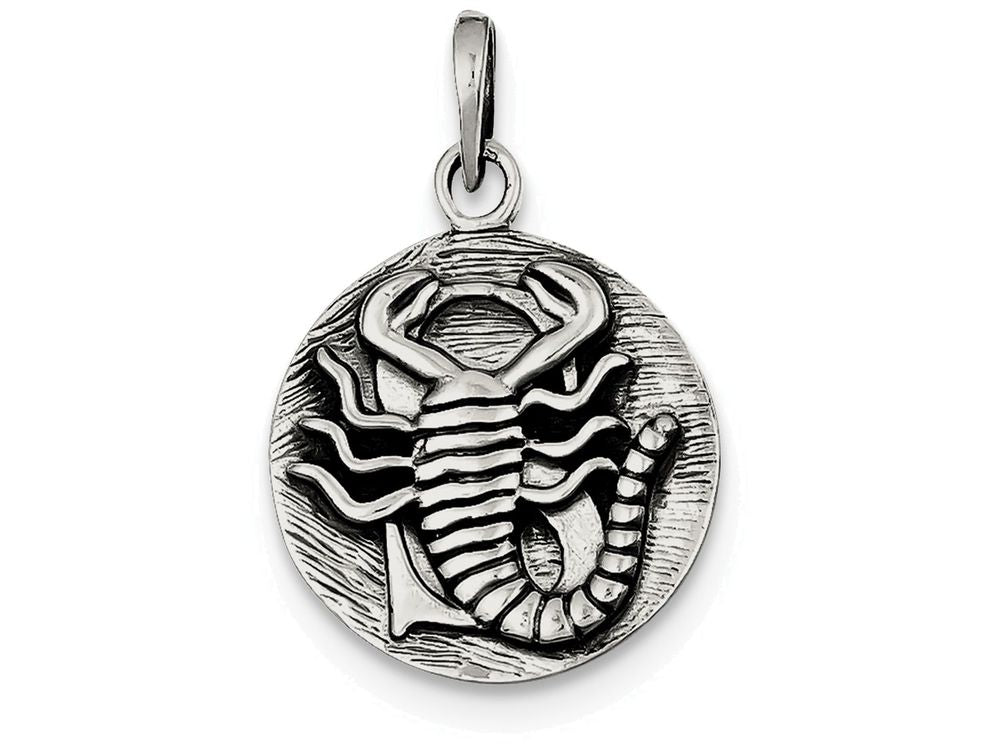 FJC Finejewelers Sterling Silver Polished Antique Finish Scorpio Horoscope Pendant Necklace - Chain Included