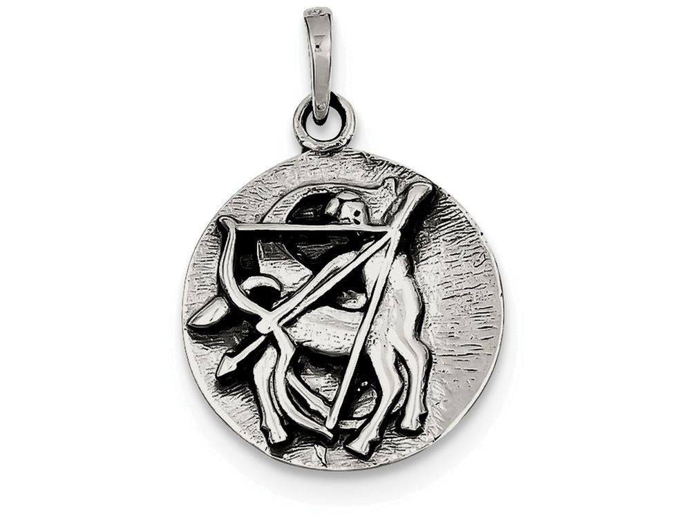 FJC Finejewelers Sterling Silver Polished Antique Finish Sagittarius Horoscope Pendant Necklace - Chain Included