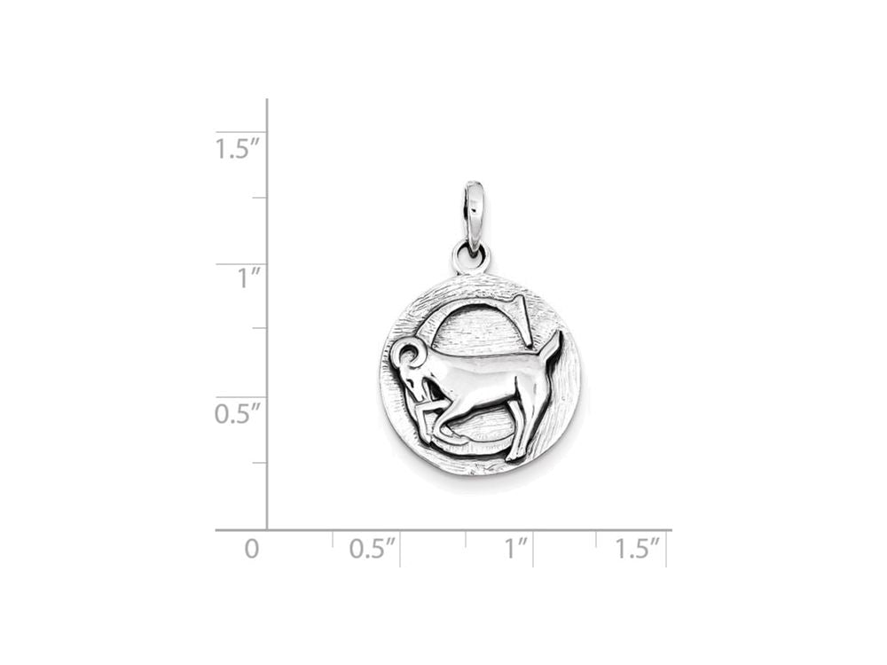 FJC Finejewelers Sterling Silver Polished Antique Finish Capricorn Horoscope Pendant Necklace - Chain Included
