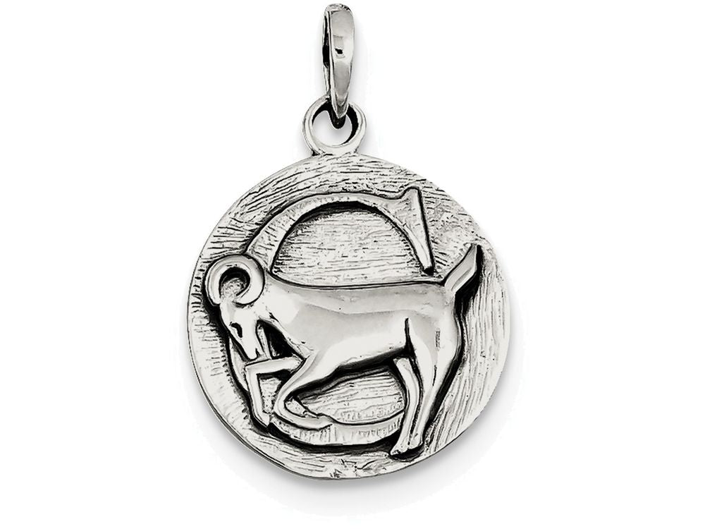 FJC Finejewelers Sterling Silver Polished Antique Finish Capricorn Horoscope Pendant Necklace - Chain Included