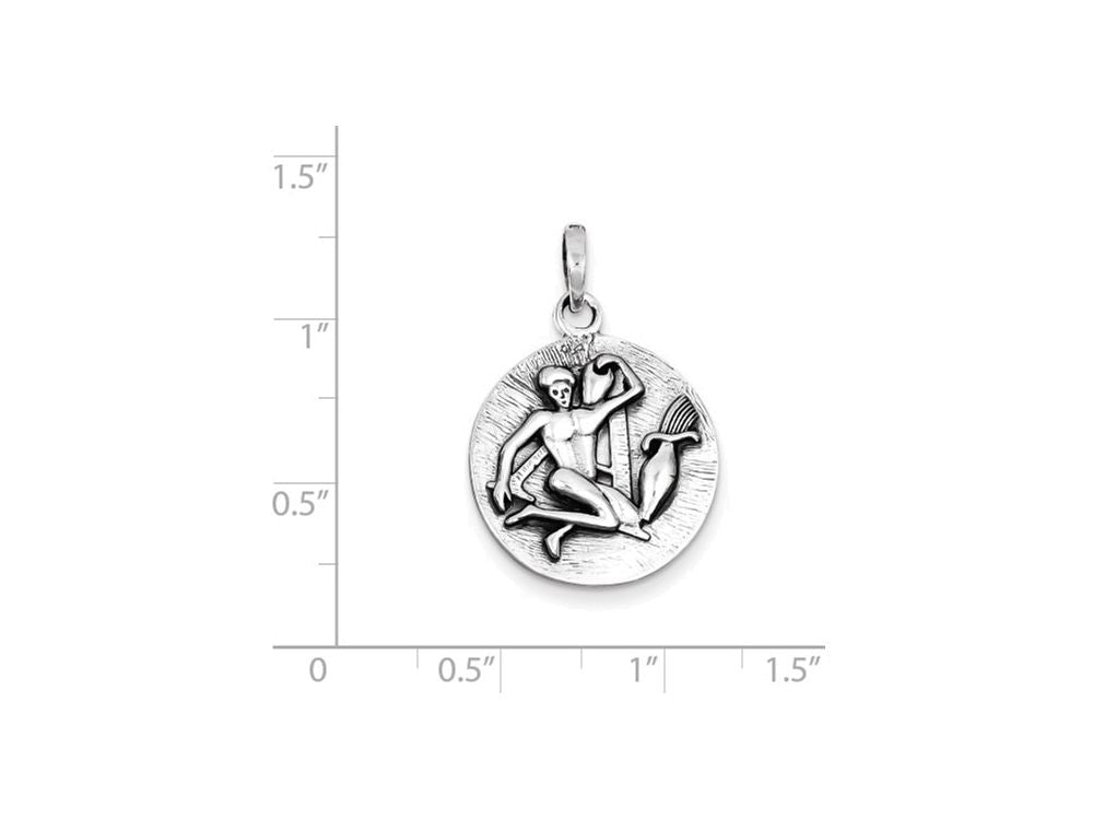 FJC Finejewelers Sterling Silver Polished Antique Finish Aquarius Horoscope Pendant Necklace - Chain Included