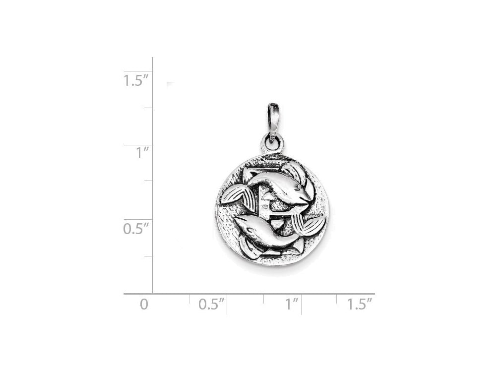 FJC Finejewelers Sterling Silver Polished Antique Finish Pisces Horoscope Pendant Necklace - Chain Included