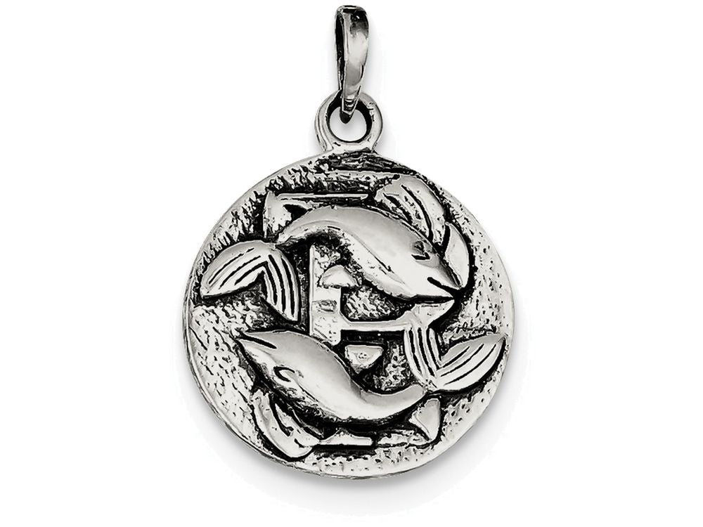 FJC Finejewelers Sterling Silver Polished Antique Finish Pisces Horoscope Pendant Necklace - Chain Included