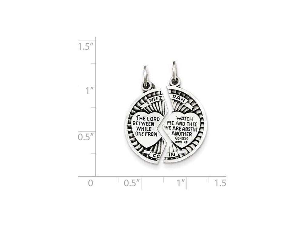 FJC Finejewelers Sterling Silver Satin Antiqued 2-piece Mizpah Pendant Necklace - Chain Included