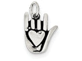 FJC Finejewelers Sterling Silver Antiqued Sign Language Charm