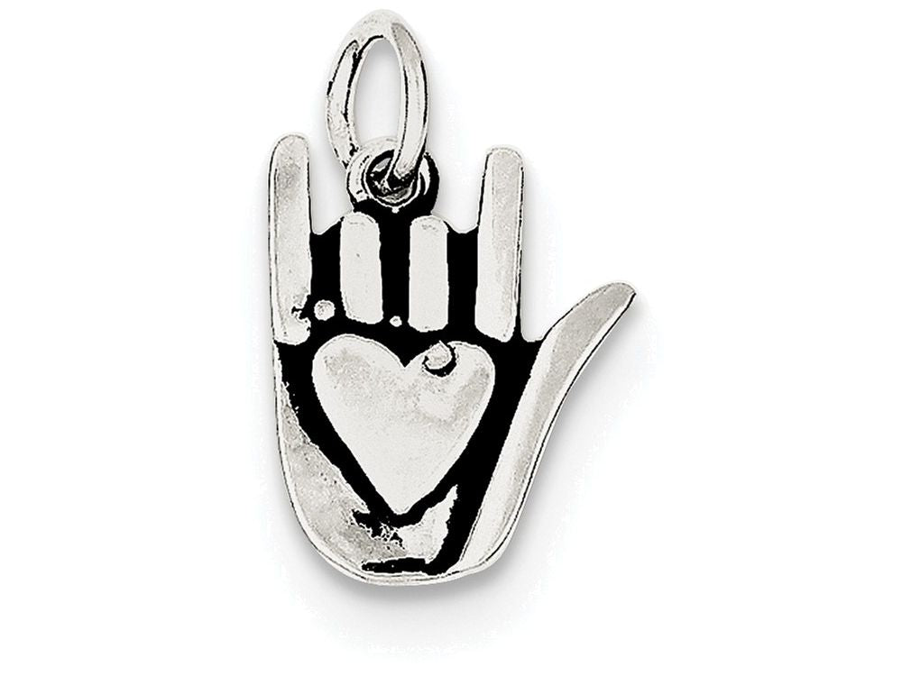 FJC Finejewelers Sterling Silver Antiqued Sign Language Charm