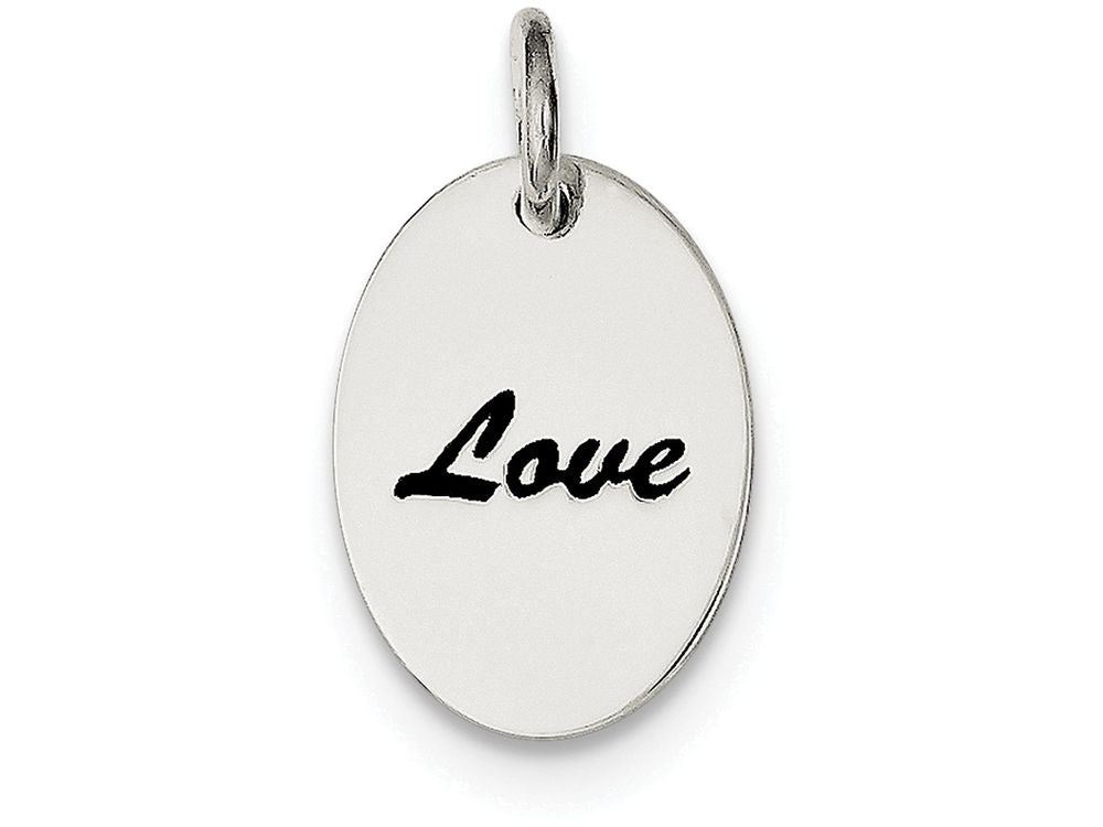 FJC Finejewelers Sterling Silver Polished Enamel Love Pendant Necklace - Chain Included