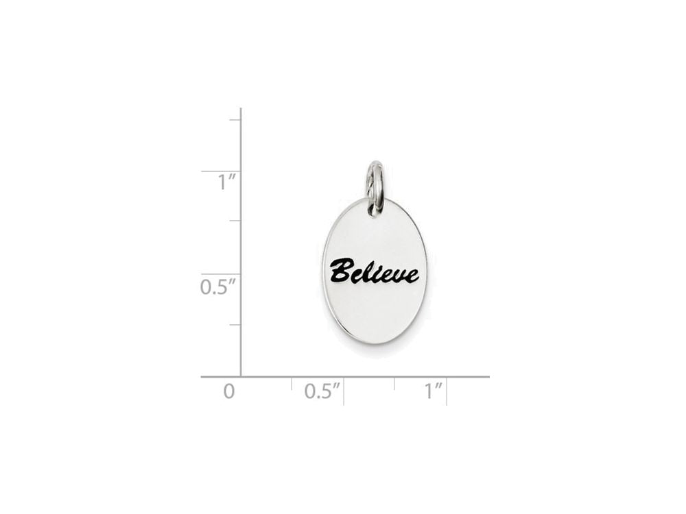 FJC Finejewelers Sterling Silver Polished Enamel Believe Pendant Necklace - Chain Included