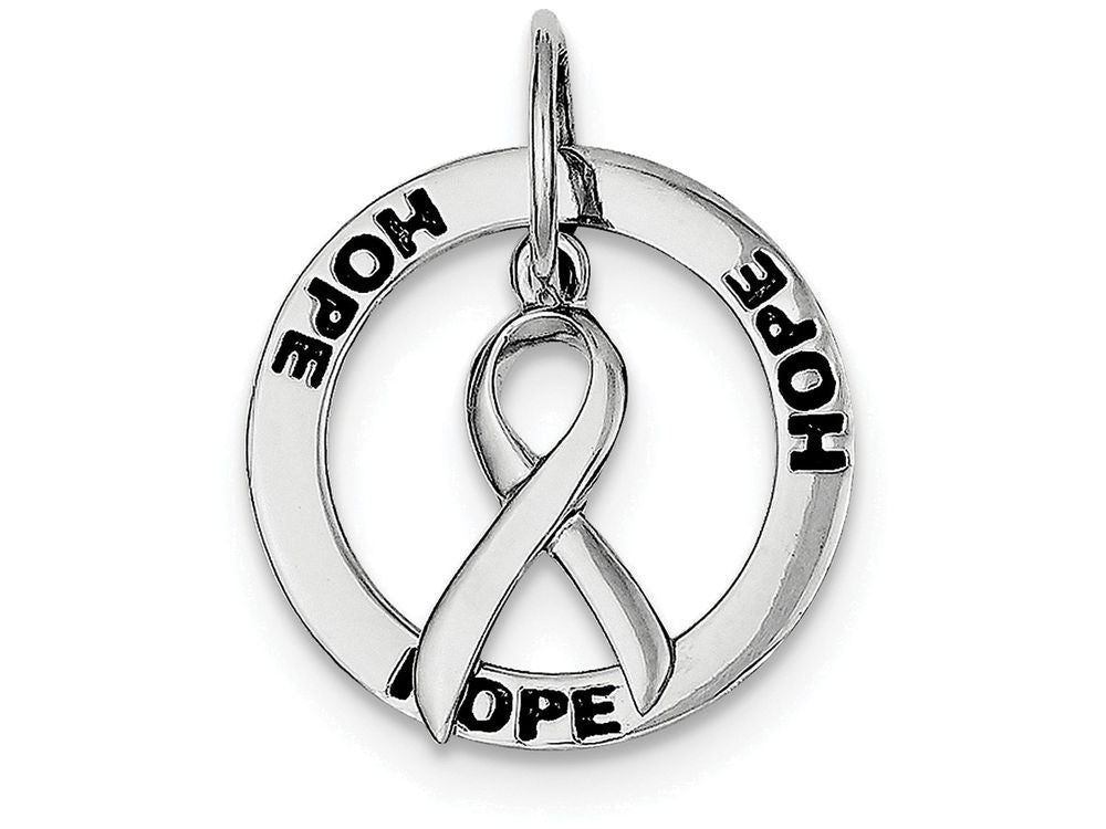 FJC Finejewelers Sterling Silver Hope Circle and Cancer Awareness Ribbon Pendant Necklace - Chain Included