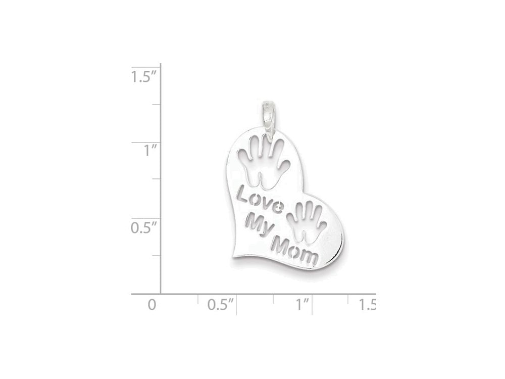 FJC Finejewelers Sterling Silver Polished Love My Mom Heart Pendant Necklace - Chain Included