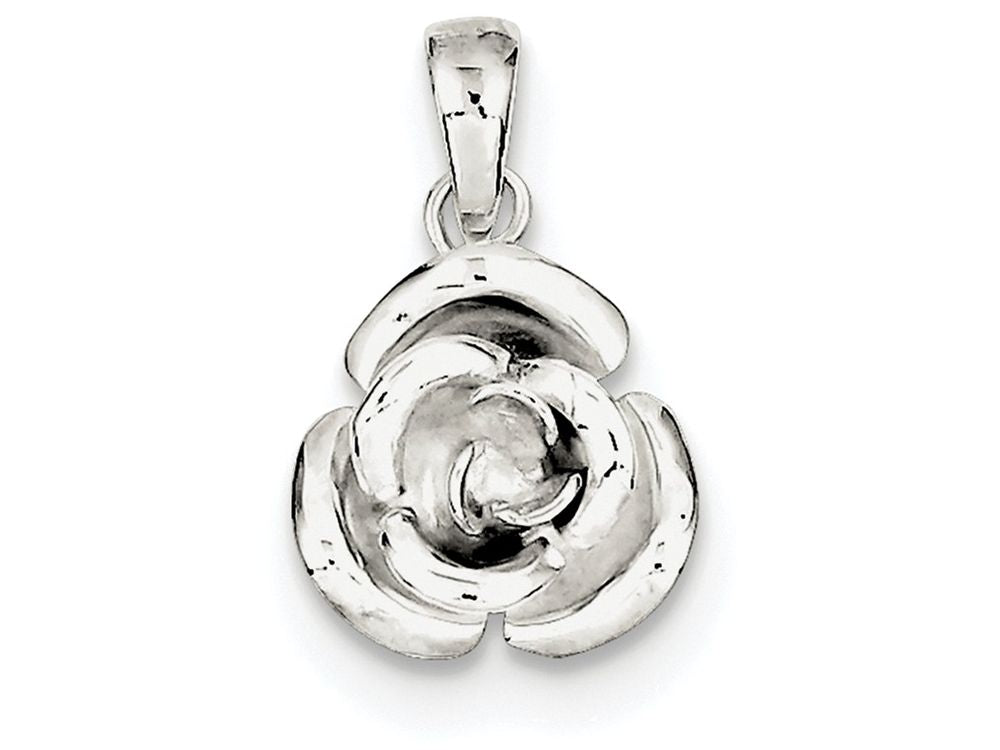 FJC Finejewelers Sterling Silver Rose Pendant Necklace - Chain Included