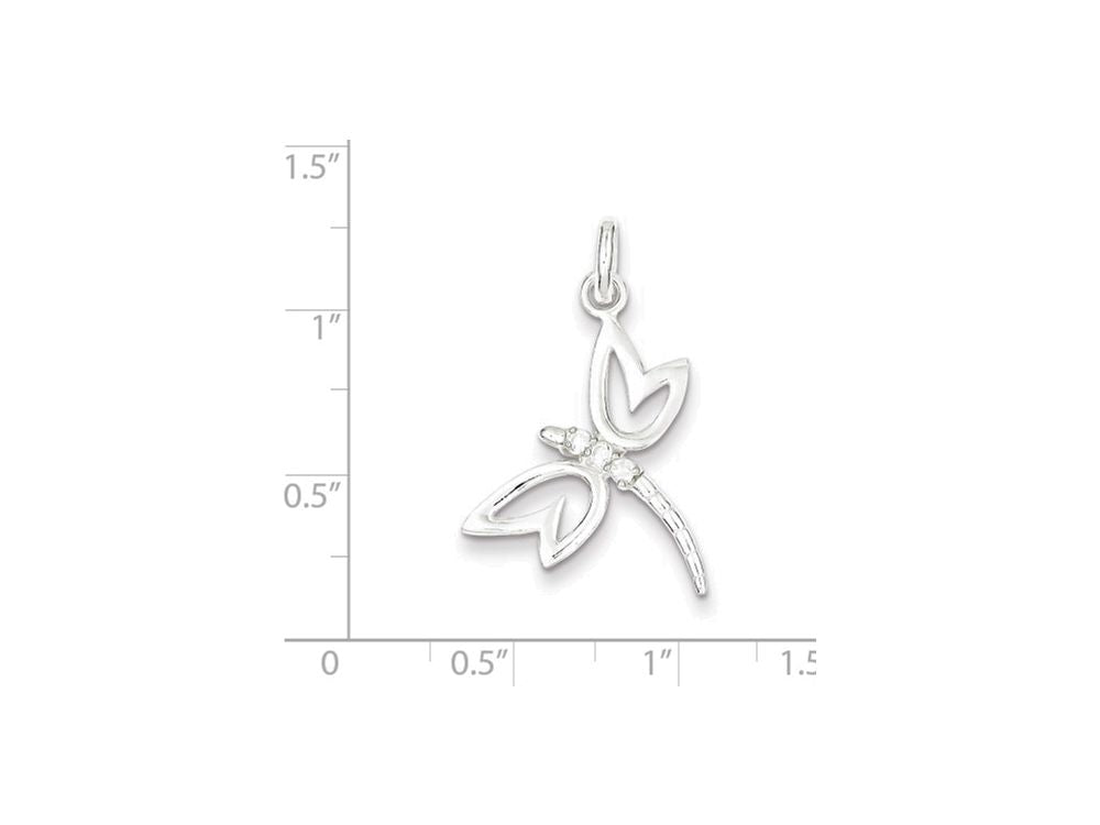 FJC Finejewelers Sterling Silver With Cubic Zirconia Dragonfly Pendant Necklace - Chain Included