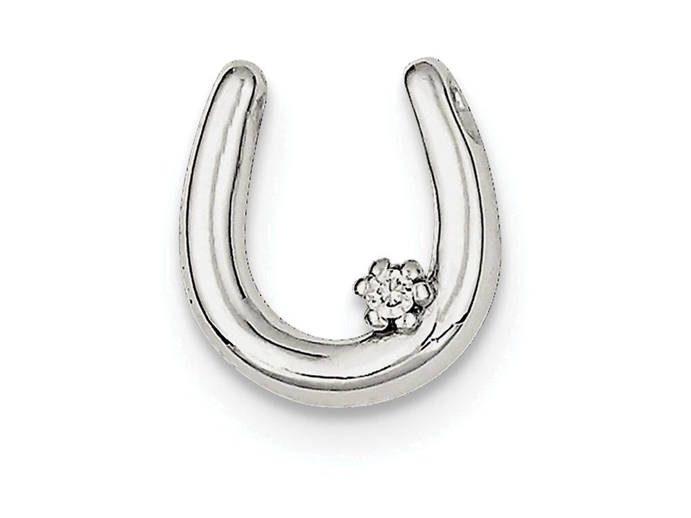 FJC Finejewelers Sterling Silver Cubic Zirconia Horseshoe Pendant Necklace - Chain Included