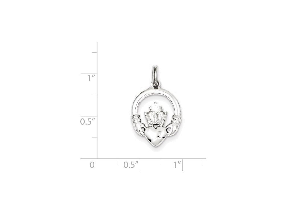 FJC Finejewelers Sterling Silver Cubic Zirconia Irish Claddagh Pendant Necklace - Chain Included