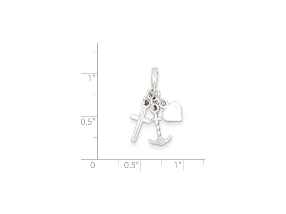 FJC Finejewelers Sterling Silver Polished Anchor Heart And Cross Pendant Necklace - Chain Included