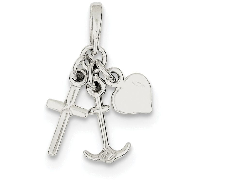 FJC Finejewelers Sterling Silver Polished Anchor Heart And Cross Pendant Necklace - Chain Included