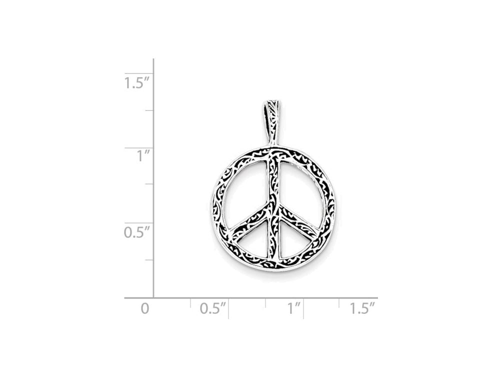 FJC Finejewelers Sterling Silver Antiqued Peace Sign Charm